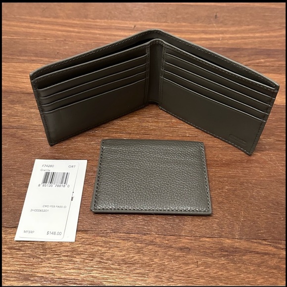 Coach Men's Dark Grey Leather 3 In 1 Wallet - Picture 5 of 6